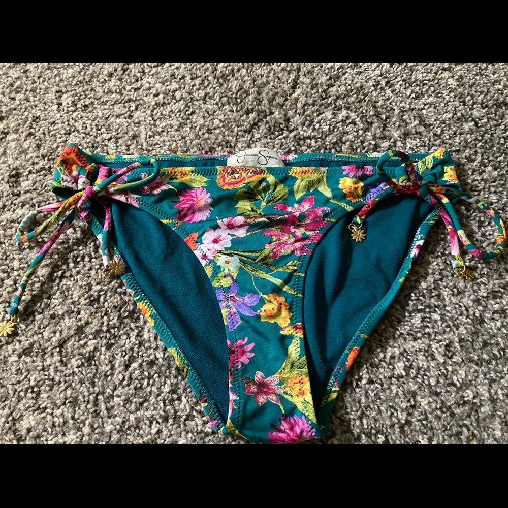 Jessica Simpson teal floral bikini bottom